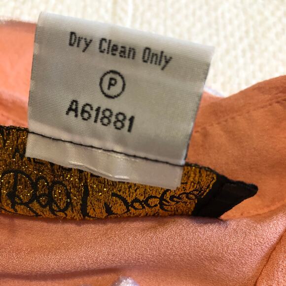 VTG Bob Mackie Wearable Art Silk Blouse Tag 1X Fits XL Peach Embroidered Floral - Picture 10 of 12